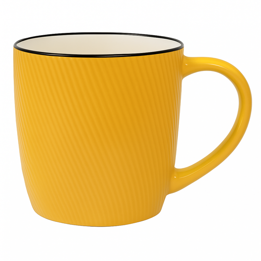 Textured Gloss Ceramic Mug – Modern Coffee & Tea Cup in Yellow
