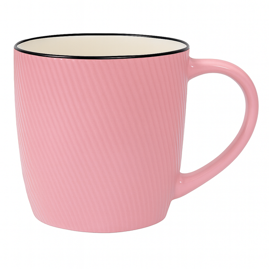 Textured Gloss Ceramic Mug – Modern Coffee & Tea Cup in Pink