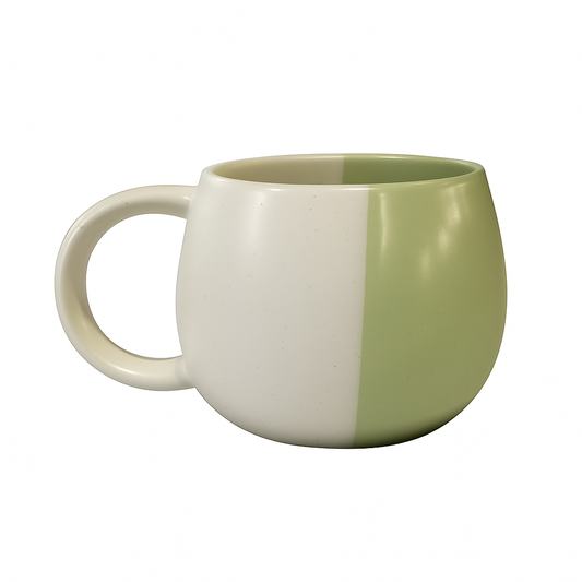 1Pc Round Two-Tone Ceramic Mug – Modern Bubble Coffee & Tea Cup in Green