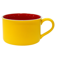 Vibrant Color Block Ceramic Mug – Modern Wide Coffee & Tea Cup in Yellow