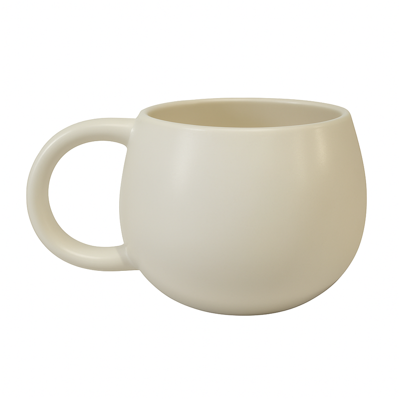 1Pc Round Two-Tone Ceramic Mug – Modern Bubble Coffee & Tea Cup in Cream - Habitt
