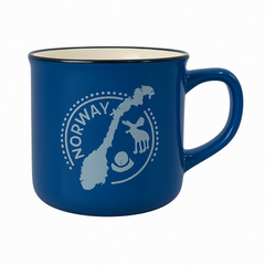 1Pc Norway Enamel-Style Ceramic Mug – Nordic Travel Coffee Cup in Blue or Mustard Yellow