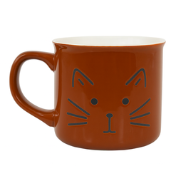 Cute Cat Face Ceramic Mug – Brown Coffee Cup for Cat Lovers