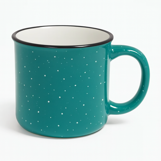 1Pc Vintage Speckled Ceramic Mug – Classic Campfire Coffee & Tea Cup in Green