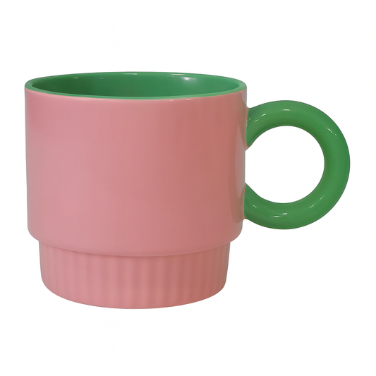 Pastel Pop Ceramic Mug – Retro Coffee &amp; Tea Cup in Pink