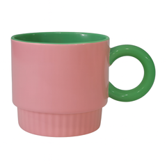 Pastel Pop Ceramic Mug – Retro Coffee &amp; Tea Cup in Pink