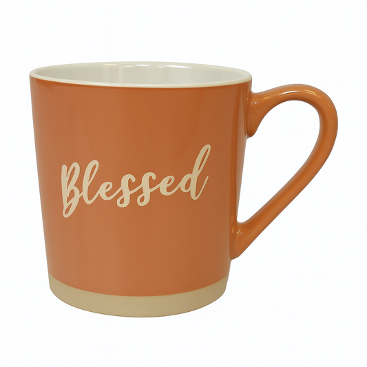 “Blessed” Terracotta Ceramic Mug – Inspirational Coffee & Tea Cup