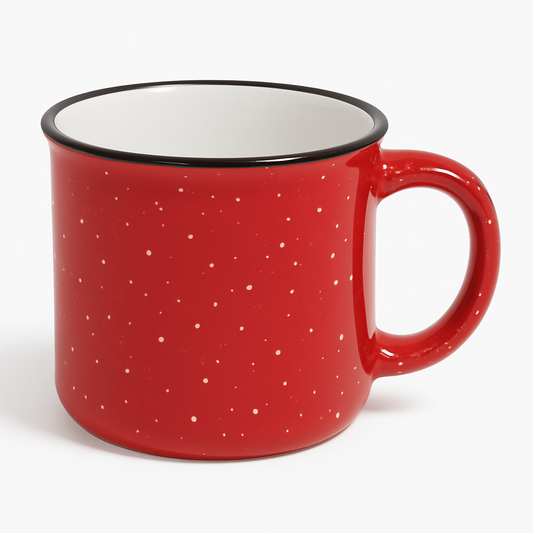 1Pc Vintage Speckled Ceramic Mug – Classic Campfire Coffee & Tea Cup in Red