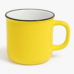 Classic Enamel-Style Ceramic Mug – Retro Coffee & Tea Cup in yellow