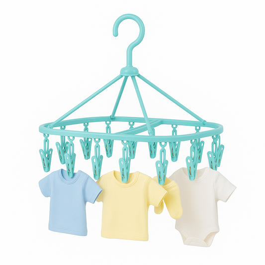 Cute Clothes Drying Hanger with Clips – Multi-Peg Foldable Hanger for Laundry, Socks, Innerwear & Small Clothes