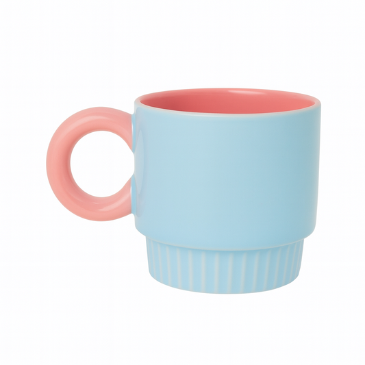 Pastel Pop Ceramic Mug – Retro Coffee & Tea Cup in Blue