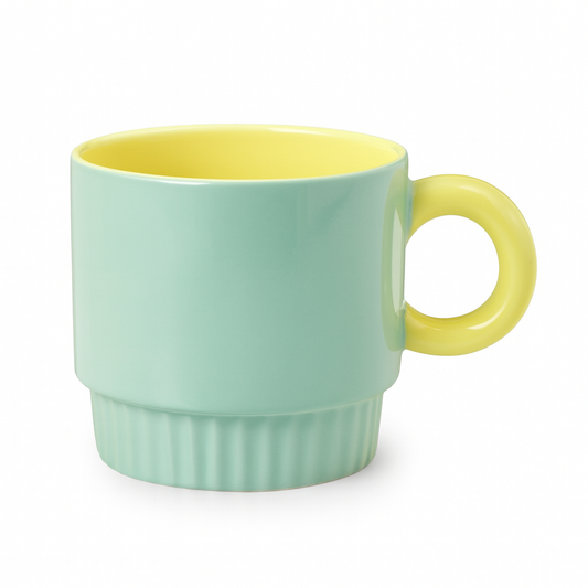 Pastel Pop Ceramic Mug – Retro Coffee & Tea Cup in Green