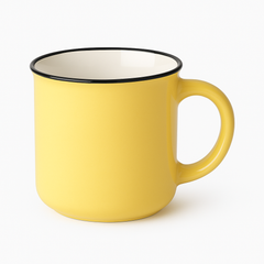 Classic Enamel-Style Ceramic Mug – Retro Coffee & Tea Cup in yellow