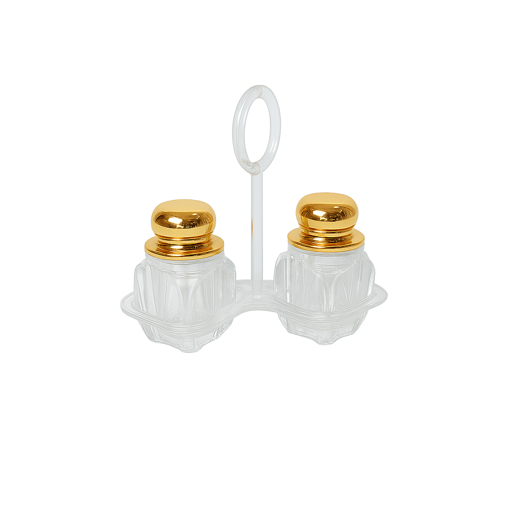 Salt & Pepper Set – 2 Pcs Acrylic with Golden, Silver & Rose Gold Lids