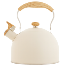 1Pc Exclusive 2.5L Enamel Whistling Kettle – Vintage Style Tea & Coffee Kettle with Wood-Effect Handle (Black, White, Beige,Blue)
