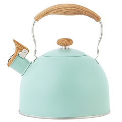 1Pc Exclusive 2.5L Enamel Whistling Kettle – Vintage Style Tea & Coffee Kettle with Wood-Effect Handle (Black, White, Beige,Blue)
