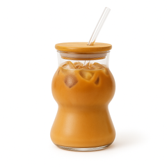 Glass Tumbler with Bamboo Lid & Straw – 450ml
