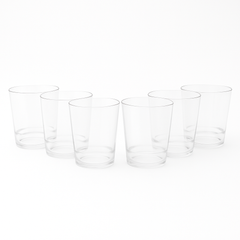 (Pack of 6) Multi-Colored Drinking Glasses – Premium Transparent Tumblers in Purple, Grey, Blue, Pink & Clear Shades