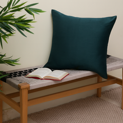 Teal Raw Silk Cushion Cover 18x18 – Luxurious Plain Decorative Throw Pillow for Sofa, Bed & Living Room