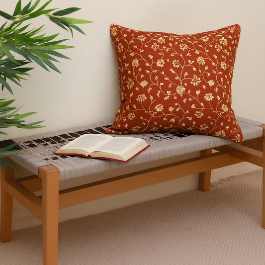 Tabacco Woven Gold Jaal Cushion Cover 18x18"