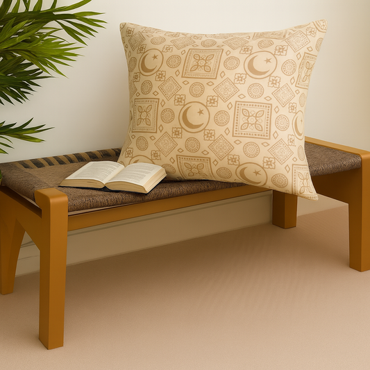 Light Taupe Cushion Cover – Ethnic Pattern Throw Pillow Case (18 x 18 Inches)