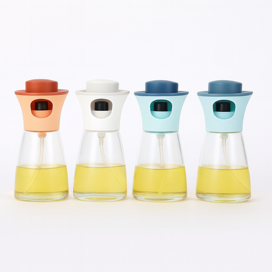 Button Oil Spray Bottle – Refillable Olive Oil & Vinegar Mister for Cooking, BBQ & Salads