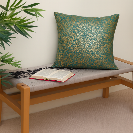 SPIRAL TEAL CUSHION COVER 16X16