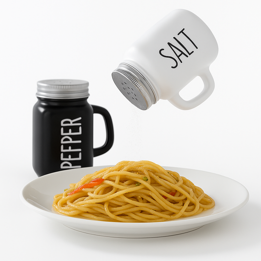 Glass Salt and Pepper Shaker Set – Mason Jar Style with Metal Lids