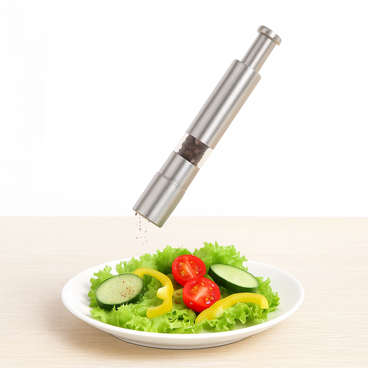 Stainless Steel Pepper Grinder – Manual Pepper & Spice Mill with One-Handed Press Design