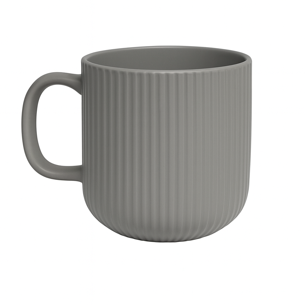 360ML Ribbed Ceramic Mugs – Black & Grey