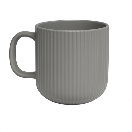 360ML Ribbed Ceramic Mugs – Black & Grey