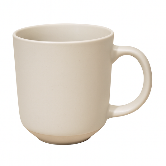 500ML Ceramic Mug with Raw Base – White