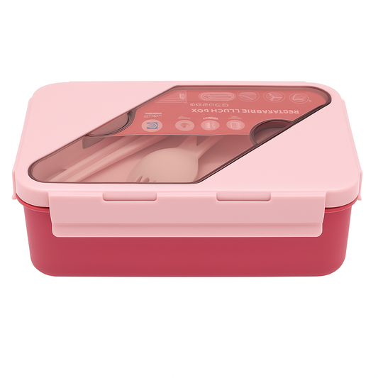 Rectangle Lunch Box with Cutlery – Leak-Proof & Compact Design