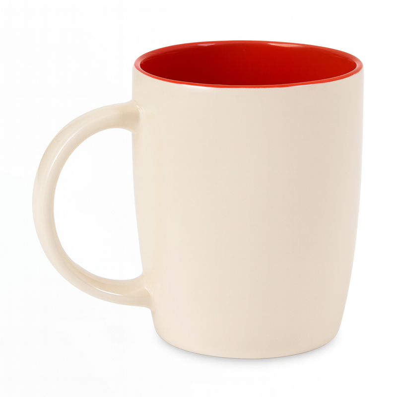 380ML Contrast Interior Ceramic Mug – Red, Yellow & Blue, Yellow & Black, White Variants - Habitt