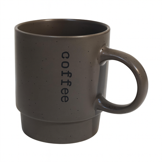 450ML Coffee Print Ceramic Mug – Black, Beige & Brown Variants