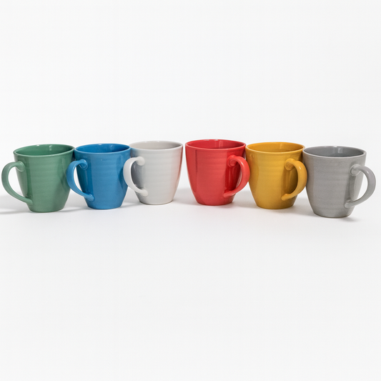 1pc Ceramic Mug 350ml – Color Variants in Blue, Grey, Yellow, Pink, White & Green – Durable Coffee & Tea Cups