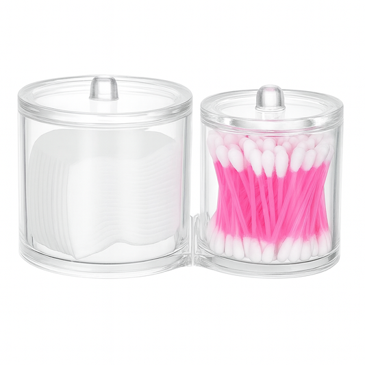Clear Cotton Buds & Pads Storage Box – Acrylic Organizer for Bathroom, Vanity & Makeup Essentials