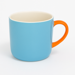 1pc Ceramic Coffee Mug – Color Variants with Red, Blue & Orange Handles – Stylish Tea & Coffee Cups