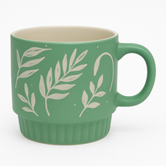 1 pc Ceramic Floral Mug – Blue, Yellow, Green & Maroon Variants – Large Coffee & Tea Cups