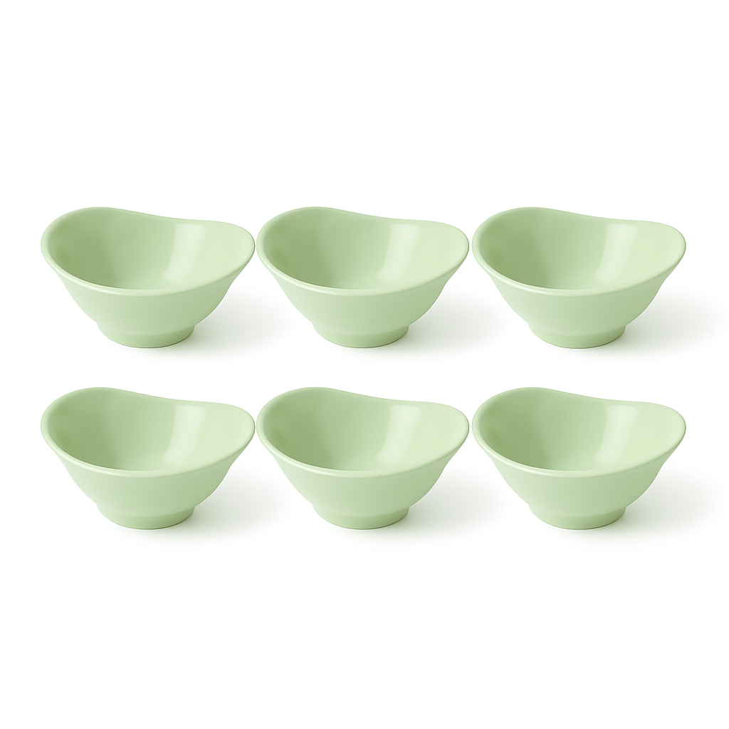 6 Pcs  Solecasa Green Ceramic Bowl Set – Small Snack & Dessert Bowls for Everyday Use
