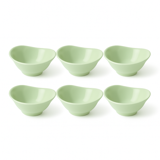 6 Pcs  Solecasa Green Ceramic Bowl Set – Small Snack & Dessert Bowls for Everyday Use