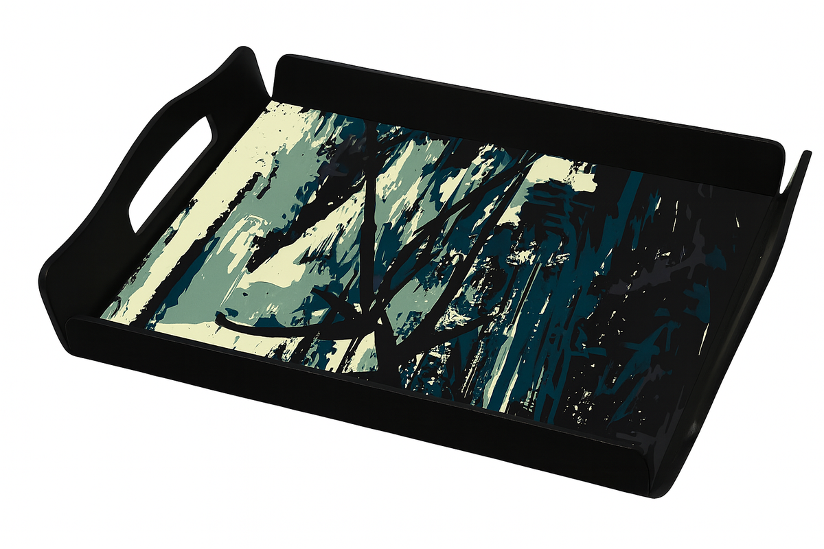 10 on 10 Magical Black Tray – Square Designer Serving Tray with Handles