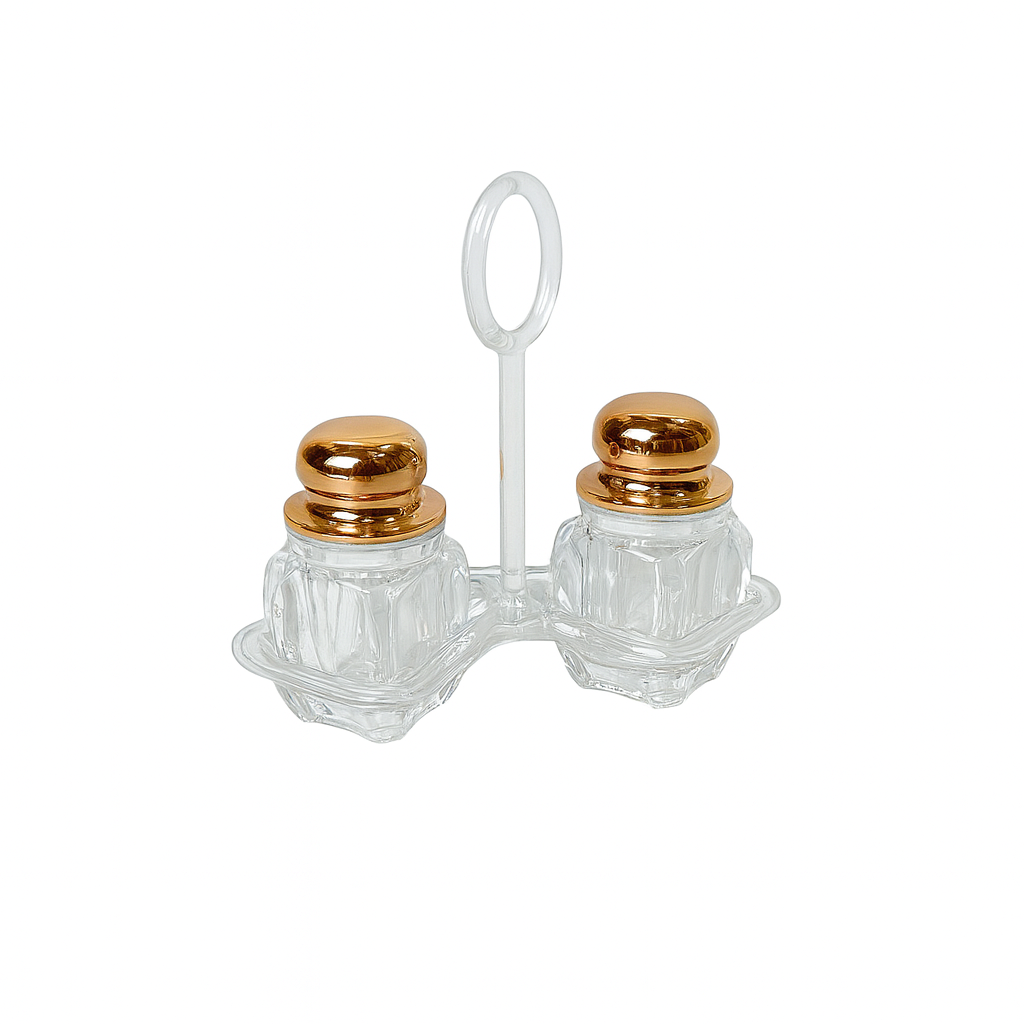 Salt & Pepper Set – 2 Pcs Acrylic with Golden, Silver & Rose Gold Lids