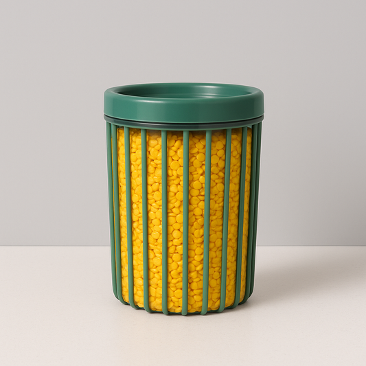 1pc Large Stripe Storage Jar 1500ml – Airtight Plastic Kitchen Container for Dry Food, Coffee, Snacks & Spices (Red, Teal, Green, Coffee, Brown)