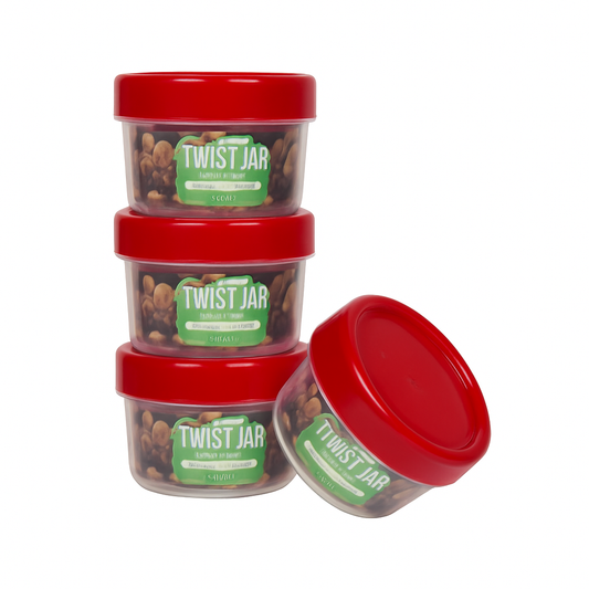 Pack of 4 - Twist Jar Small – 200 ml Plastic Storage Jars with Twist Lids