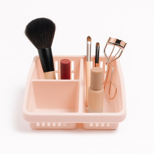 1pc Organizer Basket #4 (Assorted)  – 3 Compartment Plastic Storage Basket (Pink, Beige, White, Grey)