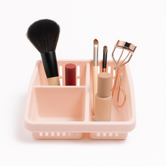 1pc Organizer Basket #4 (Assorted)  – 3 Compartment Plastic Storage Basket (Pink, Beige, White, Grey)