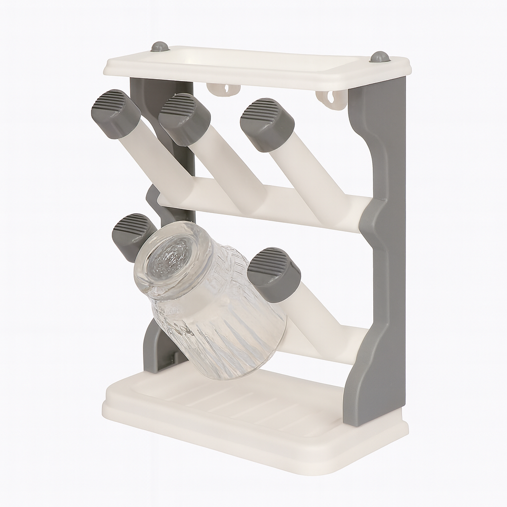 1pc Glass Stand Holder – 6 Cup Drying Rack for Kitchen.