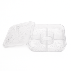 Blink Acrylic Dry Fruit Dish – 5 Compartment Transparent Serving Box with Lid