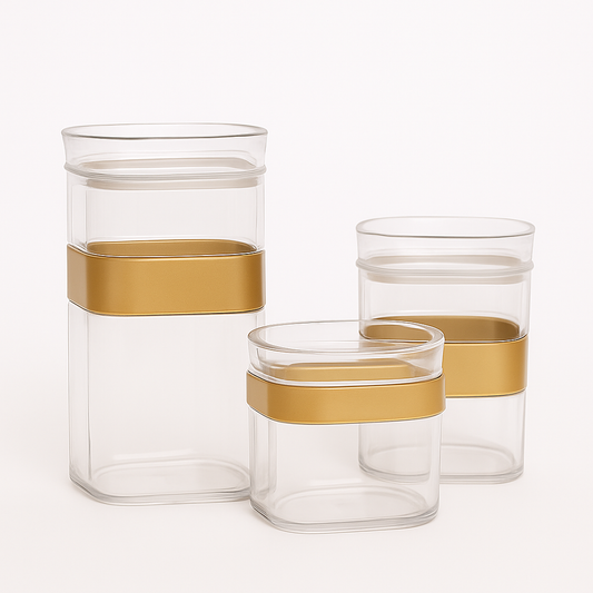 Sparkle Acrylic Jar – Premium Transparent Storage Containers with Golden Band